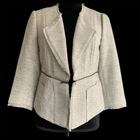 Classiques Entier Fringe Tweed Open Front Blazer - Picture 1 of 13